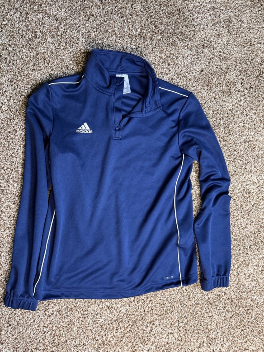 adidas Navy Blue Quarter-Zip Pullover with White Logo